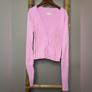 Aerie Pink Ribbed Cardigan Sweater